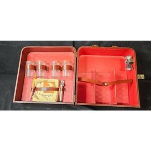 Vintage Portable Travel Bar Set with Case & Accessories